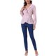 thumbnail image 2 of BLUSA DE VOLANTES DE CUELLO EN V DE MUJER INSPIRADA CHIC, CON ESTAMPADO FLORAL Y CINTA PARA ATAR, TOP PEPLUM XS ROSA ROJO, 2 of 6