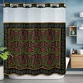 thumbnail image 6 of No Hook Shower Curtains with Snap-in Liner Set, Vintage Red Roses Waterproof Hotel Style Bathroom Shower Curtain, Abstract Art Floral Green Leaves Breathable Mesh Top Window Bath Curtains 72''x72'', 6 of 9
