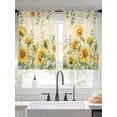 thumbnail image 2 of Summer Floral Sheer Curtains 2 Panels Set Watercolor Rustic Retro Sunflower Eucalyptus Leaves Sheer Window Curtains Light Filtering Rod Pocket Voile Drapes for Bedroom Living Room 52"x54", 2 of 9