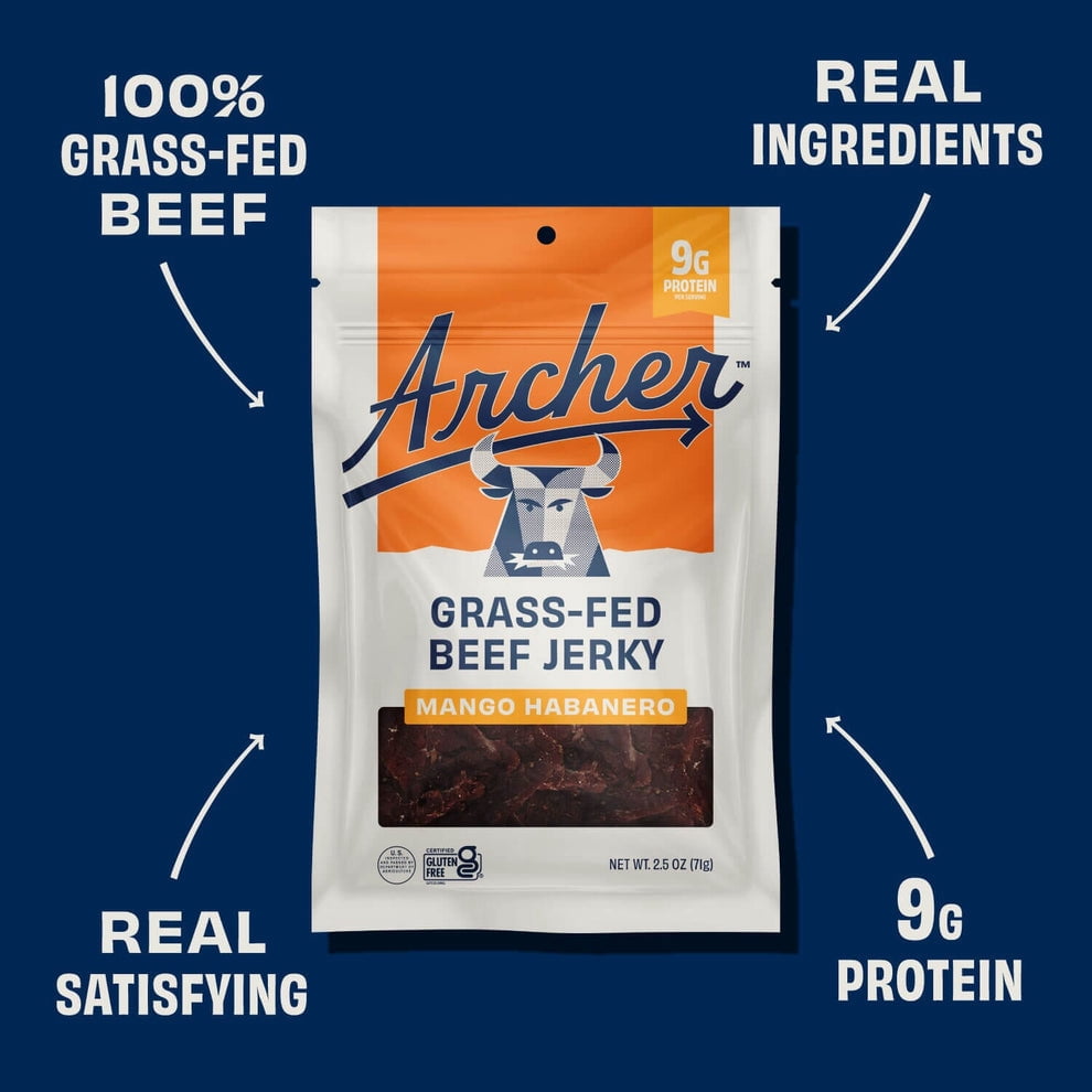 Country Archer Gluten Free Grass-Fed Beef Jerky Mango Habanero - 2.5 oz Pack of 3