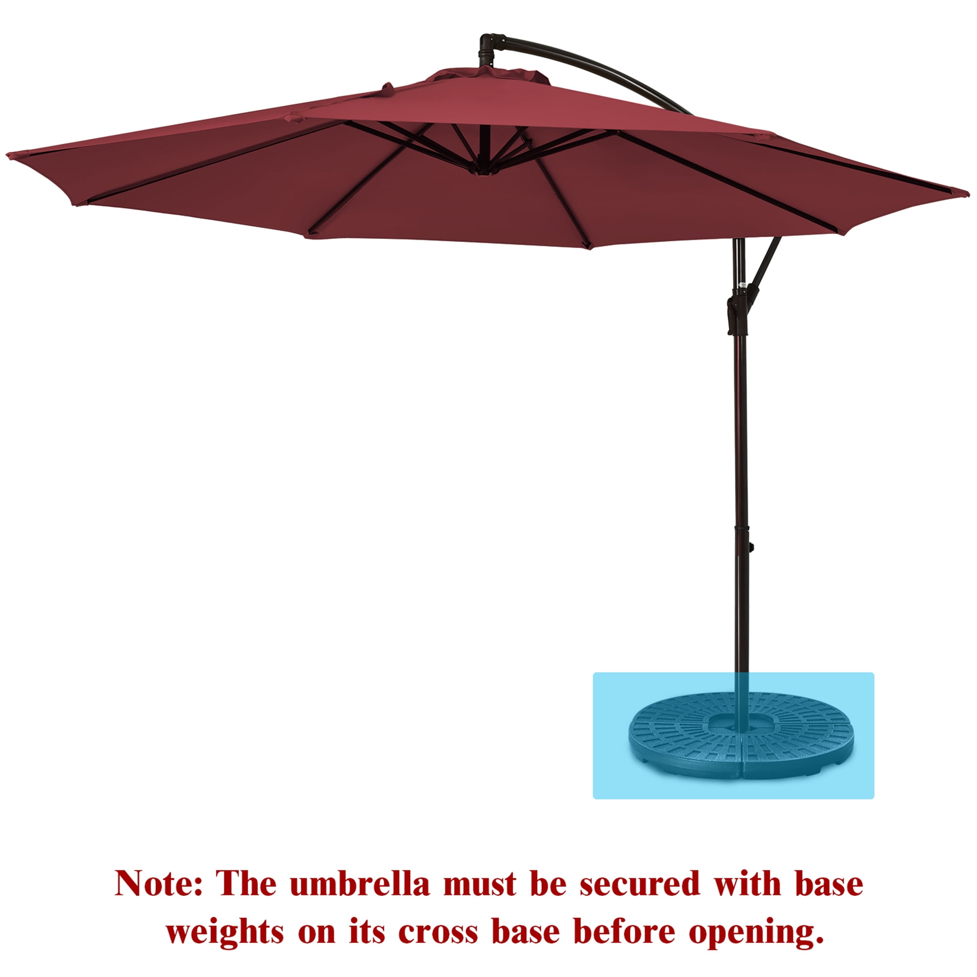 Gymax 10 ft Patio Cantilever Offset Umbrella Yard Garden Outdoor w/ 8 Ribs Burgundy