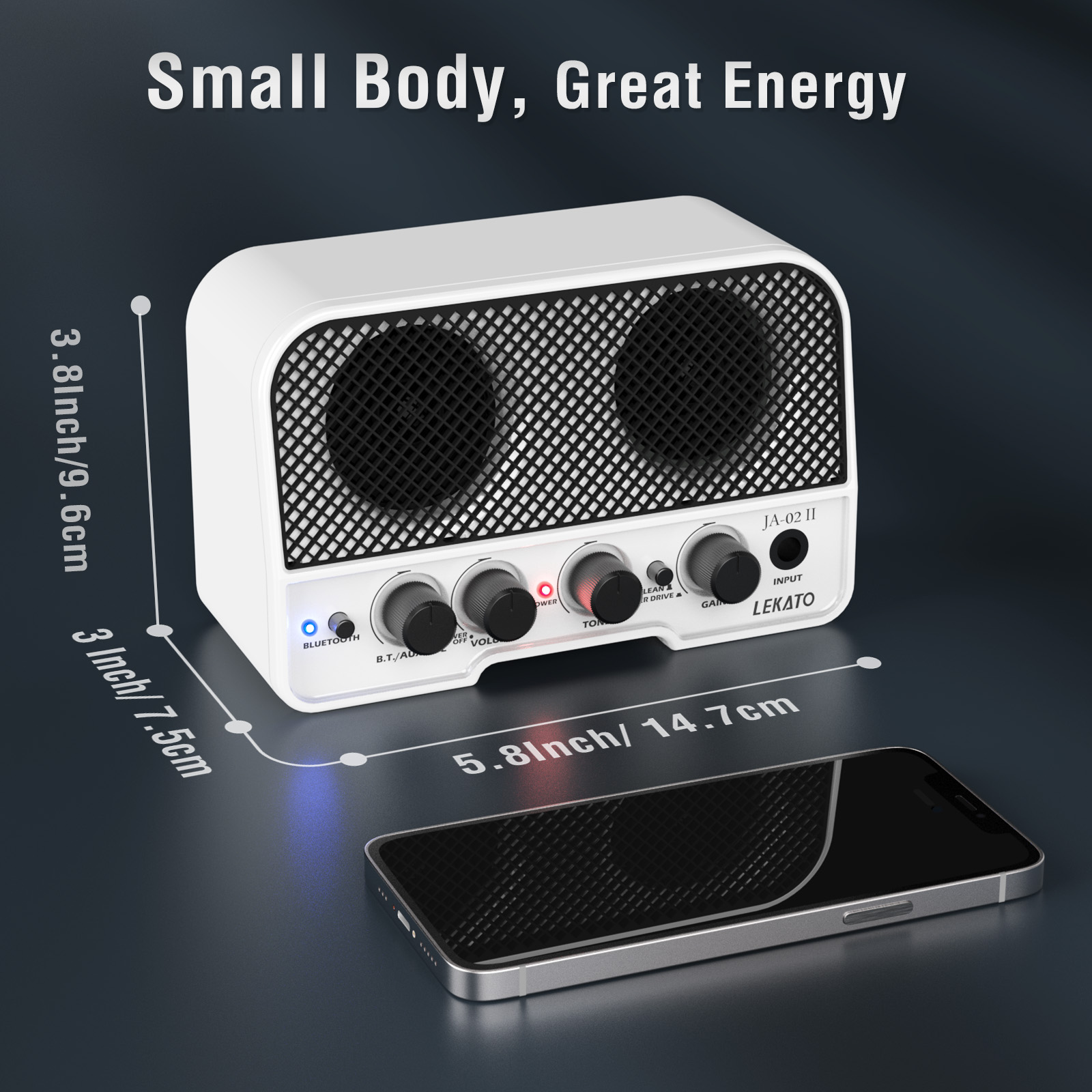 LEKATO Mini Guitar Amp 5W Rechargeable Electric Guitar Amplifier Clean&Overdrive Effects Bluetooth Guitar Amp Portable for Daily Practice