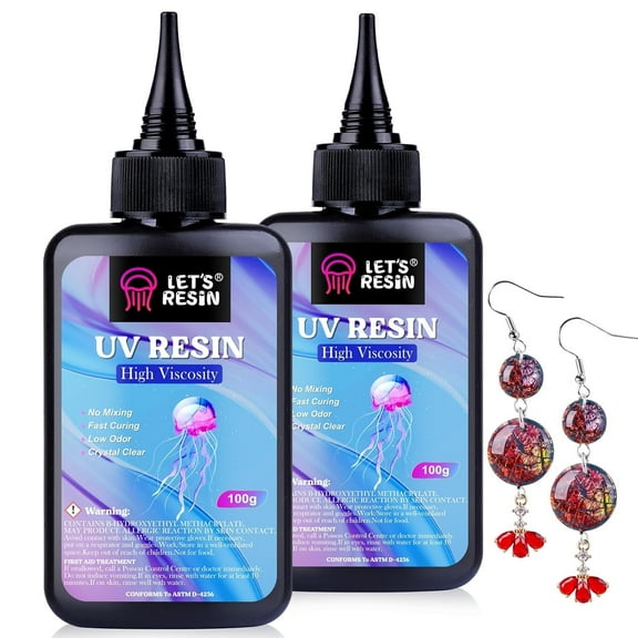 LET'S RESIN UV Resin - 200g High Viscosity, Quick-Cure & Low Shrinkage for Crafts, Doming, Coating