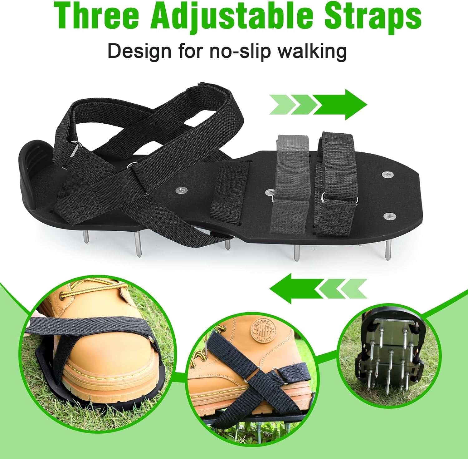 Lawn Aerator Shoes for Grass - Pre-Assembled Soil Yard Tool Aerating Patio Garden, Black
