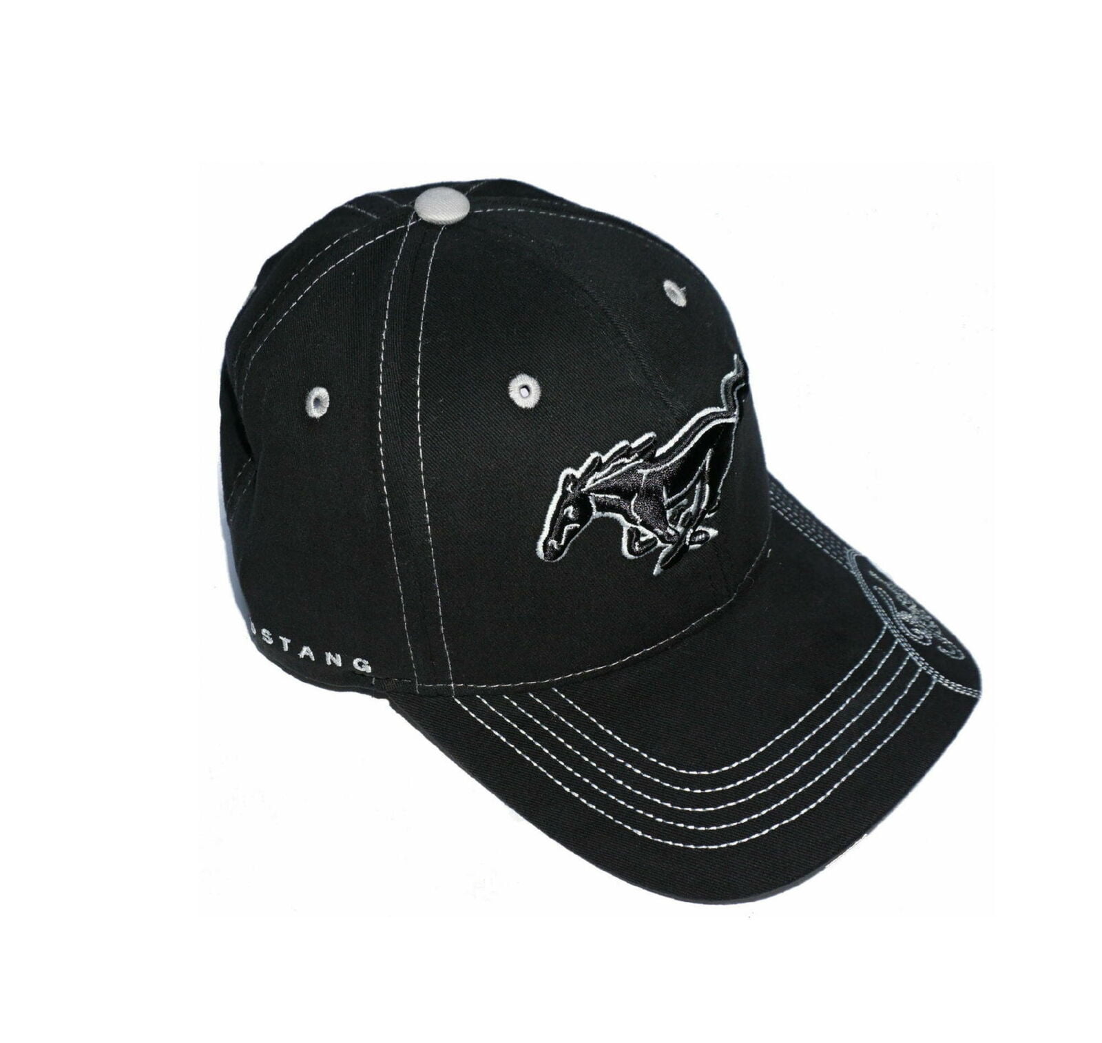 Hat - Ford Mustang Black on Black Adjustable 3D Embroidered Ball Cap