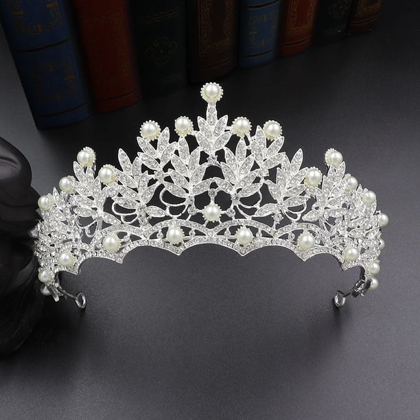 Zhuge Tiara de boda para novia, diadema de princesa, corona de novia, joyería para el cabello con diamantes de imitación de cristal, decoración para novia, cumpleaños, graduación, boda (plateada)