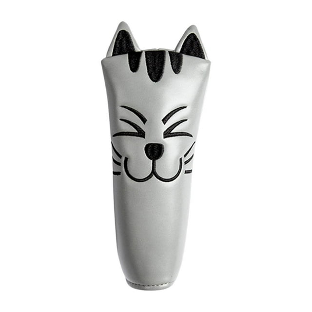 jinwen Golf Club Head Covers Mallet Putter Cat Pattern Accessories Putter Cue Headcover Straight Grey
