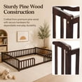 thumbnail image 6 of Miniyam Full Size Floor Bed with Guardrails, Low Profile Wooden Kids Bed Frame with Rounded Entrance, Espresso, 6 of 9