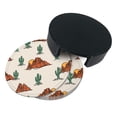 thumbnail image 6 of PAYOHTO Western Theme Cactus Cowboy Premium PU Leather Coasters Set - 6 Stylish Round Drink Coasters with Storage Box for Home and Office Use, 6 of 6