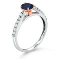 thumbnail image 3 of Gem Stone King 0.73 Ct Blue Sapphire G/H Lab Grown Diamond 10K White and Rose Gold Engagement Ring, 3 of 4