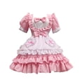 thumbnail image 2 of Puntoco Vestido De Manga Corta Con Cuello En V, Ropa De Juego Para Mujer, Traje De Mucama Cosplay, Vestido De Princesa Rosa M, 2 of 6