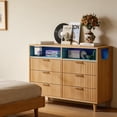 thumbnail image 5 of UBesGoo Fluted 6 Drawer Dresser with LED Lights, Modern Chest of Drawers Wood Dresser TV Stand, Double Dresser for Bedroom, Living Room, Hallway, 5 of 8
