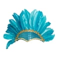 thumbnail image 2 of Diadema de plumas, tocado, decoración de disfraces, tocado de plumas indias azul, 2 of 8