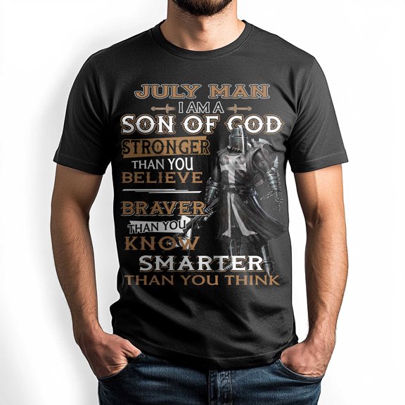 July Man Tee - Inspirational Christian T-Shirt Gift for Men - Son of God T-Shirt with Empowering Faith Design
