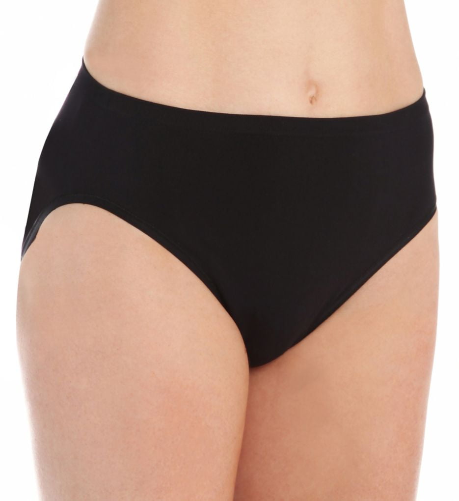 Women's Vanity Fair 13211 Seamless HiCut Panty (Midnight Black 8