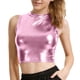 thumbnail image 1 of Pantalones de Cuero de Cintura Alta para las Mujeres con Textura Patente Brillante, Top de Club Nocturno de las Mujeres, Tops sin Mangas de Cuello Alto para las Mujeres en Estilo Metálico, 1 of 9