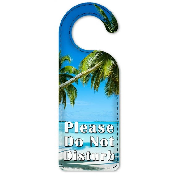 Do Not Disturb Door Knob Hanger Sign - Two Palm Trees on Beach