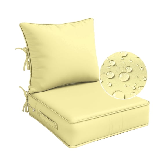 Pakunoda Outdoor Deep Seat Cushion Set for Patio Furniture, Waterproof & Fade Resistant, 22" L X 24" W X 4" H,Creamy Yellow