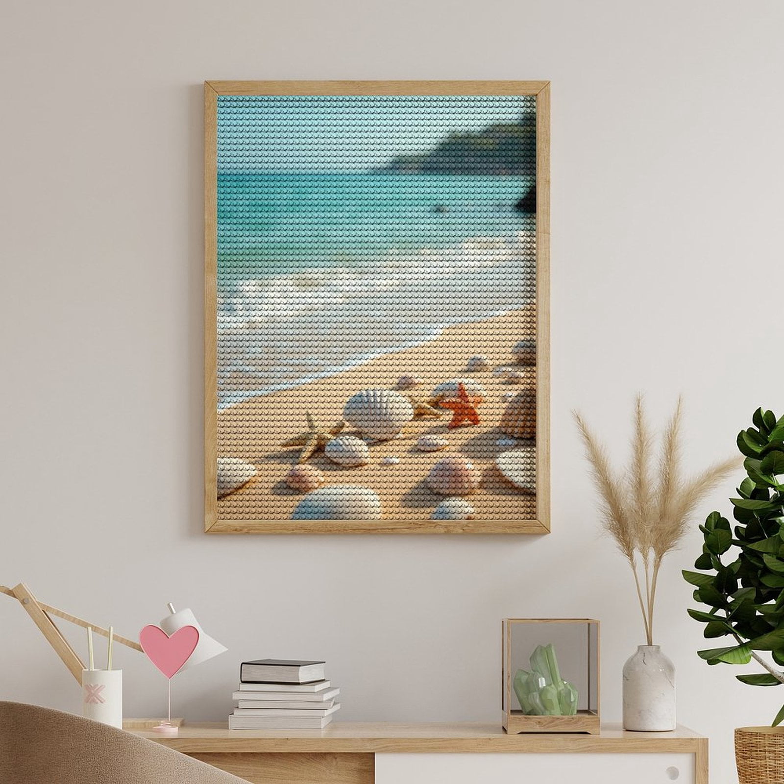 Diamond Art Kits for Adults - Beach Shells Starfish Serene Shore 5d Diamond Painting for Adults, Diamond Art for Adults Beginners, Frameless Diamond Painting Kits for Adults for Home Wall Decor