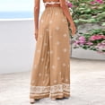 thumbnail image 5 of Women Plus Size Pants Wide Leg Palazzo 2026 Summer Boho Trousers Spring Flowy Beach Vacation Wear, #02 Khaki, S, 5 of 6