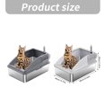 thumbnail image 3 of Stainless Steel Cats Litter Pan Half Closed Design Spill Resistant Odor Prevention Litters Container with Scoops, 3 of 9