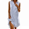 thumbnail image 2 of QUNYINEY Summer Womens Sundresses Cotton Striped Midi Sleeveless Shirt Dress Collared Loose Fit Button Casual Casual Dresses, 2 of 5