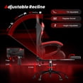 thumbnail image 4 of Frovlni Ergonomic Gaming Chair with Footrest for Adults, Height Adjustable High Back Reclining PU Leather Office Chair with Headrest and Lumbar Support, Black & Red, 4 of 10