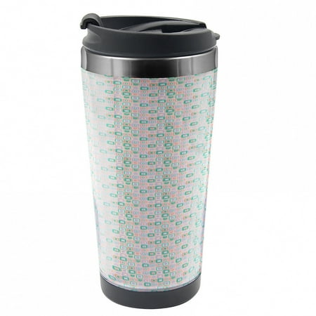 

Geometric Travel Mug Sketchy Rhombus Cells Steel Thermal Cup 16 oz by Ambesonne