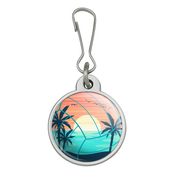 Volleyball Beach Scene Jacket Handbag Purse Luggage Backpack Zipper Pull Charm