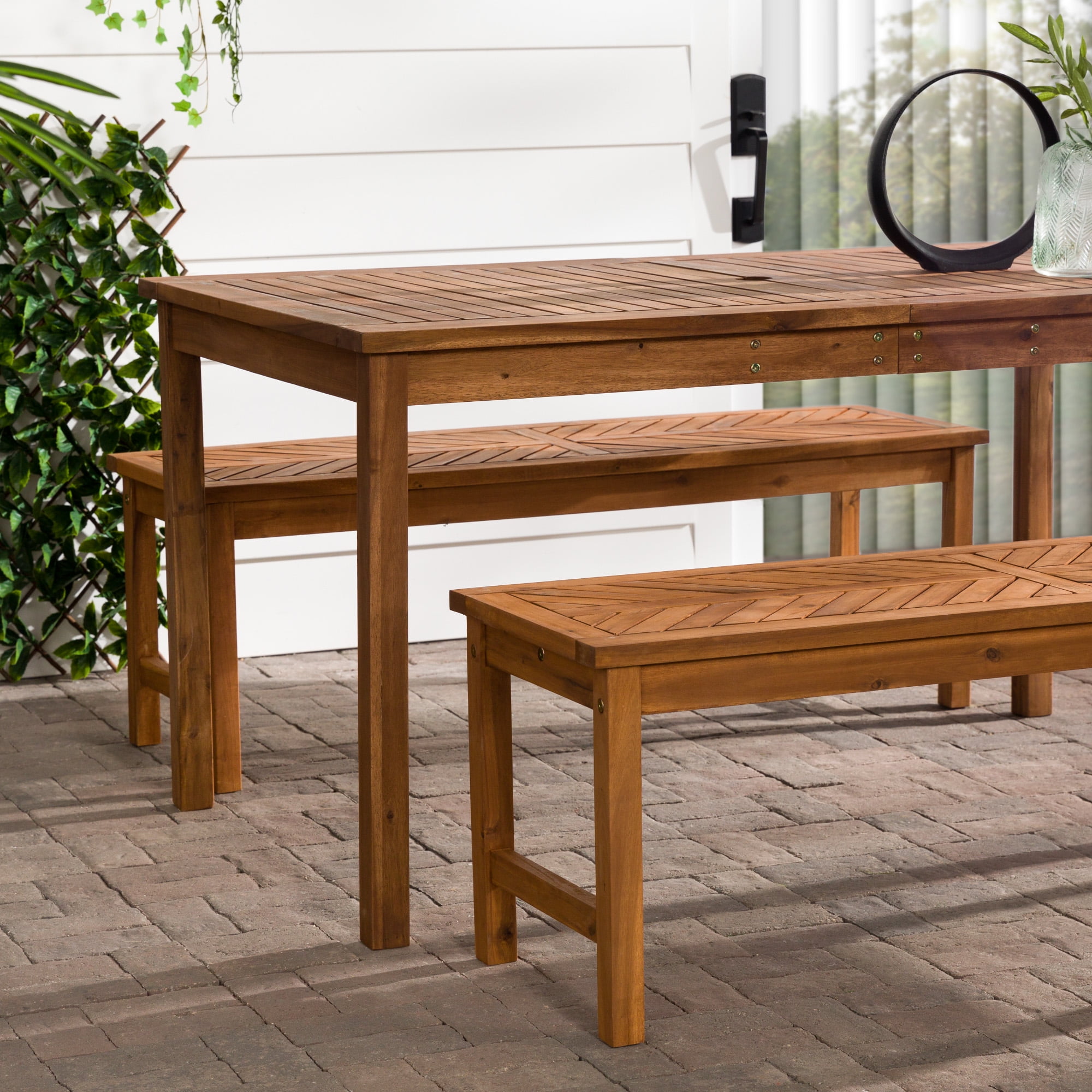 Manor Park Wooden Picnic Table with Umbrella Hole, Multiple Colors and Styles