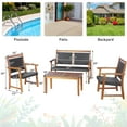 thumbnail image 4 of Costway 4 PCS Patio Rattan Furniture Set Acacia Wood Frame Sofa Loveseat Garden, 4 of 9