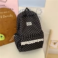 thumbnail image 5 of Polka Dot Print Lace Backpack, Large Capacity Multi-Pocket School Bag with Compartments for Travel Outdoor (Black 430*300*140), 5 of 6