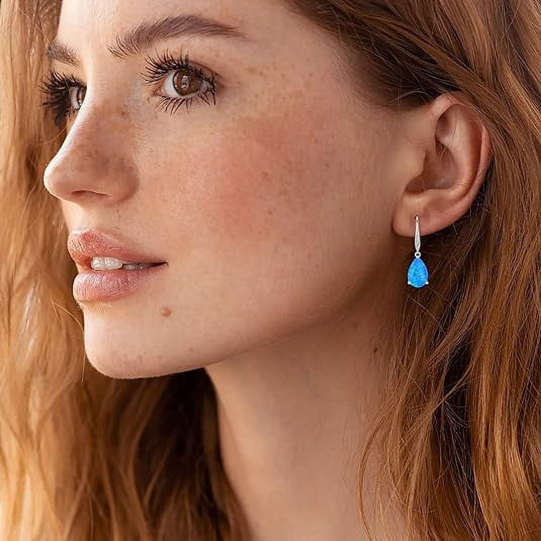 Opal Earrings 925 Sterling Silver Celtic Knot Hook Teardrop Earring 8X12mm Solitaire Gemstone October Birthstone Jewelry Gift for Women