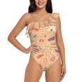 thumbnail image 2 of Read Books Pattern One-Piece Swimsuit One Shoulder Ruffle Swimsuit Sexy Monokini New Girl Beach Swimwear Read More Books Read, 2 of 5