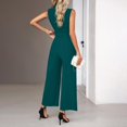 thumbnail image 4 of IUYRTFE Women's Sleeveless V-Neck Tie Waist Wide Leg Jumpsuit One Piece Romper for Summer Parties and Office Wear, 4 of 6