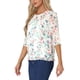 thumbnail image 4 of INSPIRE CHIC Blusas de Mujer con Mangas 3/4, Camisa de Chifón con Volantes y Estampado Floral, Blanca-Rosa, Floral Blanca, XL, 4 of 5