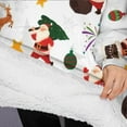 thumbnail image 3 of Oversized Wearable Blanket Hoodie,White Christmas Santa and Gift Pattern Sherpa Blanket Hoodie with Super Pockets,Super Warm Fuzzy Pullover for Women & Men, 3 of 6