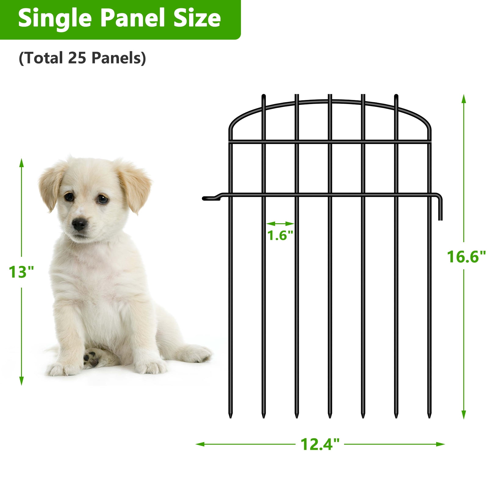 Oumilen Curved No-Dig Decorative Garden Fence Animal Barrier, Outdoor 16.6 "H X 25.8 ft