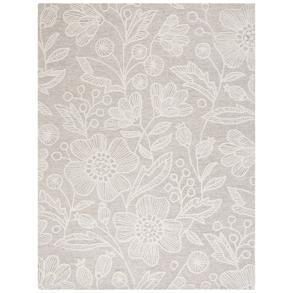 SAFAVIEH Jardin Natalie Floral Wool Area Rug, Natural/Ivory, 8' x 10'