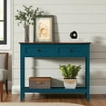 thumbnail image 2 of GZXS 39.37" Farmhouse Entryway Console Table with 2 Drawers and Bottom Shelf – Rustic Narrow Sofa Table for Living Room, Hallway, Pagoda Blue, 2 of 8