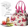 thumbnail image 4 of Pioneer Flower Floral Print Pattern Drawstring Lunch Bag Women - Drawstring Lunch Bag Insulated for Work Office - Stain-Resistant Large Lunchbags for Women with Multi-Pockets, 4 of 6