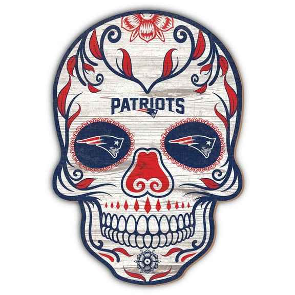 New England Patriots 12'' Sugar Skull Sign
