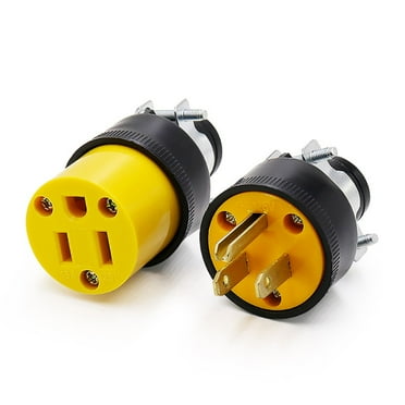 1 Male & 1 Female Replacement Electrical Plug Ends 3 prong, Extension Cord, Etc