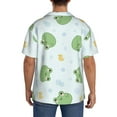 thumbnail image 3 of Uemuo Kawaii Frogs Pattern Cotton Linen Short Sleeve Shirts,Casual Lightweight Button Down Shirts,Vacation Beach Summer Tops-Small, 3 of 7
