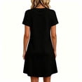 thumbnail image 4 of QUNYINEY Independence Day Womens Summer Dresses Short Sleeve Patriotic Mini T-Shirt Dress Casual with Pockets Loose Fit V Neck Dresses, 4 of 9