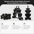 thumbnail image 4 of BalanceFrom 46 lb Rubber Coated Iron Dumbbell Hex Weights Set with A-Frame Rack, Black, 4 of 10