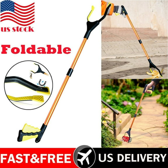 2pcs Industrial Grabber Tool Heavy Duty Pick Up Stick Hand Grip Reach Trash Picker Yellow