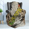 thumbnail image 4 of Rasta Soft Flannel Fleece Throw Blanket, Jamaican Reggae Music Inspired Rastafari Street Graffiti Image, Cozy Plush for Indoor and Outdoor Use, 60" x 80", Pale Green Yellow, by Ambesonne, 4 of 5