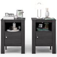 thumbnail image 1 of Gymax Ensemble de 2 Tables de Chevet Compactes avec Étagère Ouverte et Armoire, 1 of 7