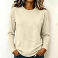 thumbnail image 2 of yillto Womens Long Sleeve Shirts Cotton Crewneck Basic Tees Tops Soft Comfy Solid Color Tshirts, 2 of 7